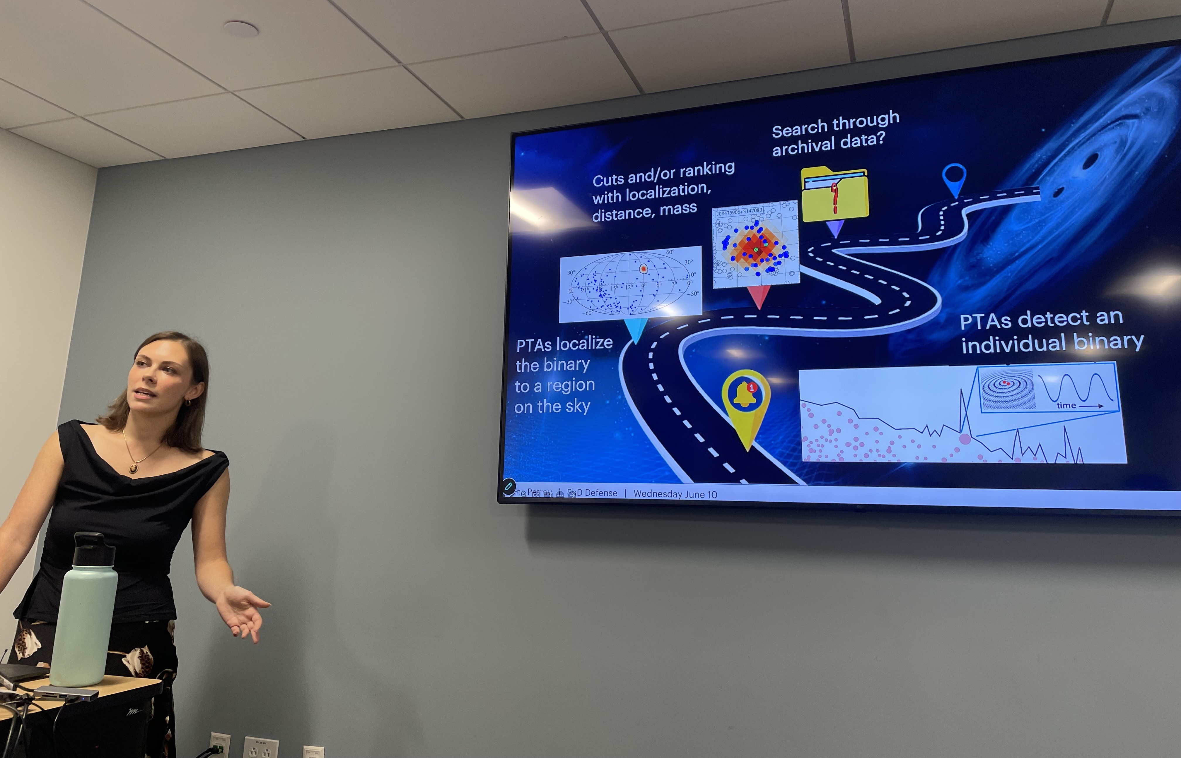 Polina speaking at her PhD defense.